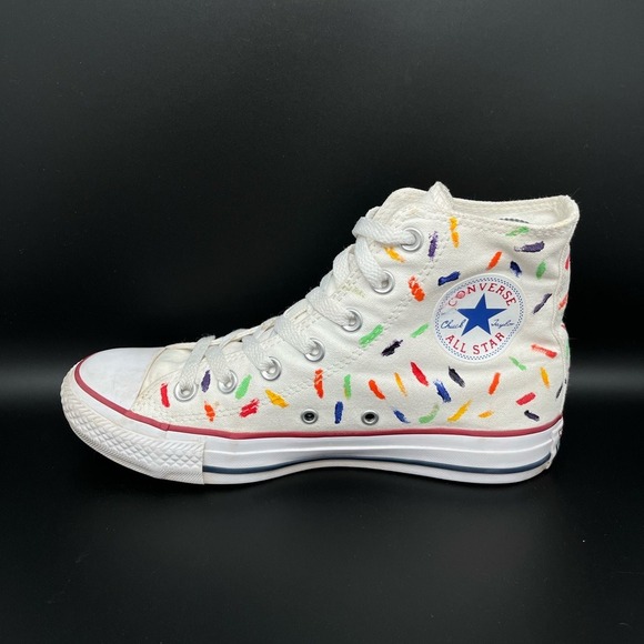 Converse Chuck Taylor All Star High  White Paint Splatter Shoes M7650 Women's 7 - Picture 6 of 10